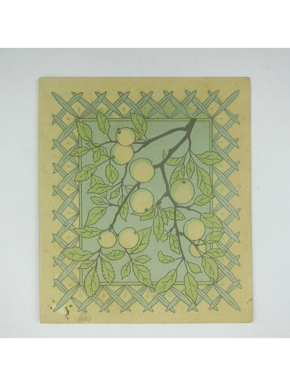 Victorian Easter Greeting Card Two Birds Flying Blue Fruit Tree Antique 1882